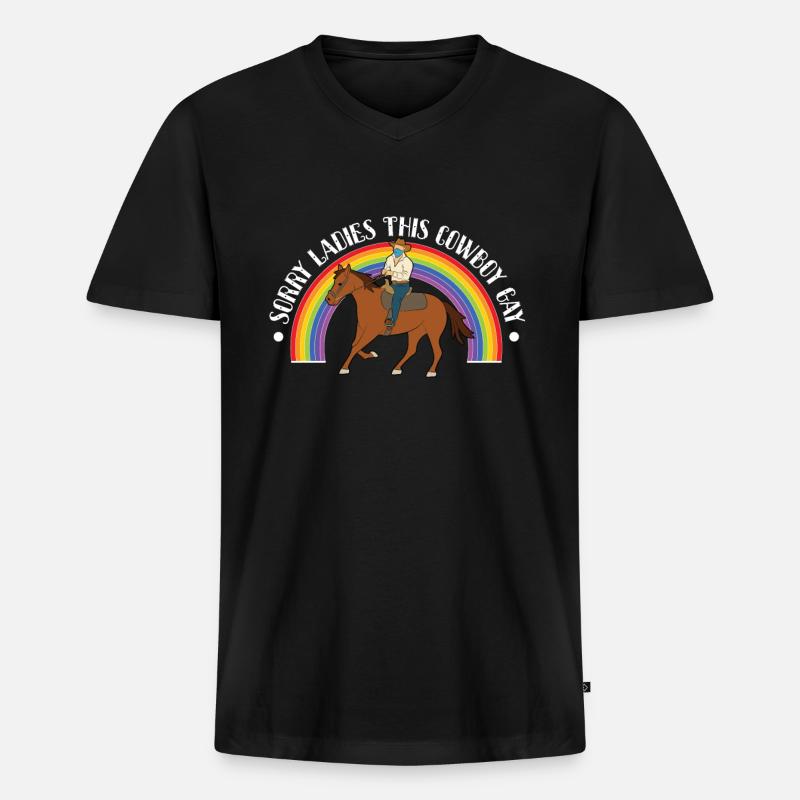 Schwuler Cowboy - Männer Premium Bio T-Shirt mit V-Ausschnitt - Schwarz
