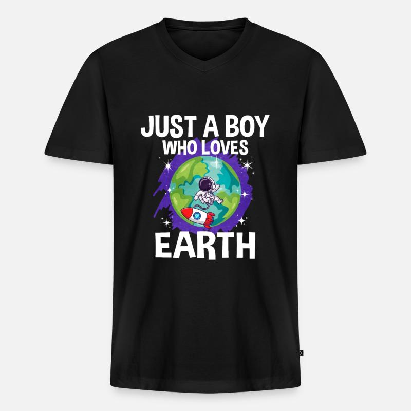 Erde Planet Geschenk - Männer Premium Bio T-Shirt mit V-Ausschnitt - Schwarz