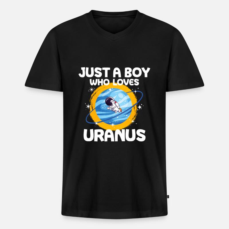 Uranus Planet Geschenk - Männer Premium Bio T-Shirt mit V-Ausschnitt - Schwarz