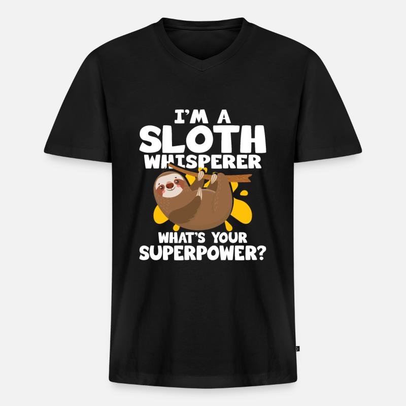 Faultier - Männer Premium Bio T-Shirt mit V-Ausschnitt - Schwarz
