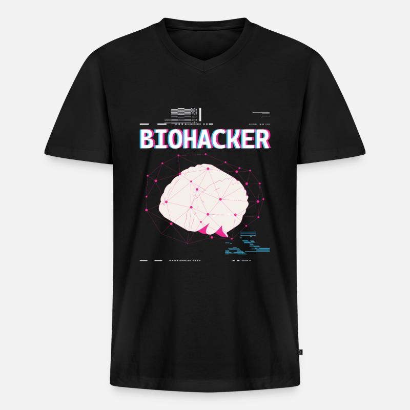 Biohacker Biohacking - Männer Premium Bio T-Shirt mit V-Ausschnitt - Schwarz