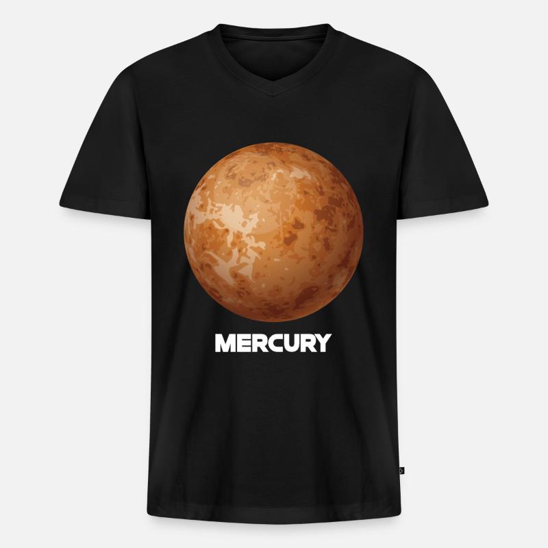 Merkur - Männer Premium Bio T-Shirt mit V-Ausschnitt - Schwarz