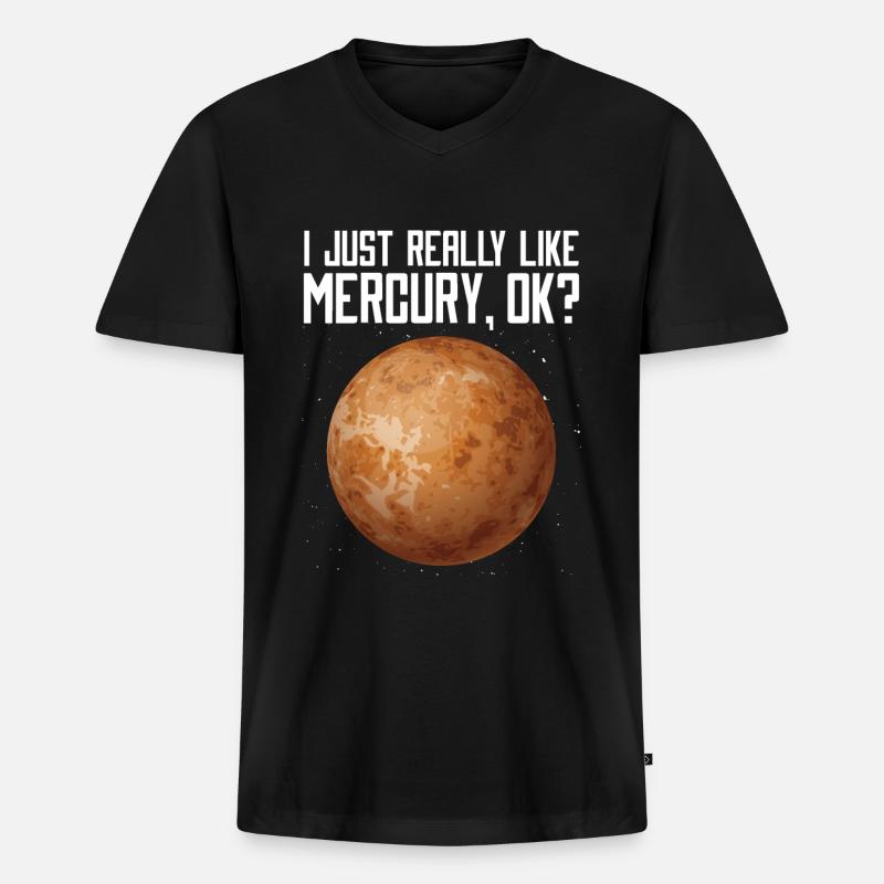 Merkur - Männer Premium Bio T-Shirt mit V-Ausschnitt - Schwarz