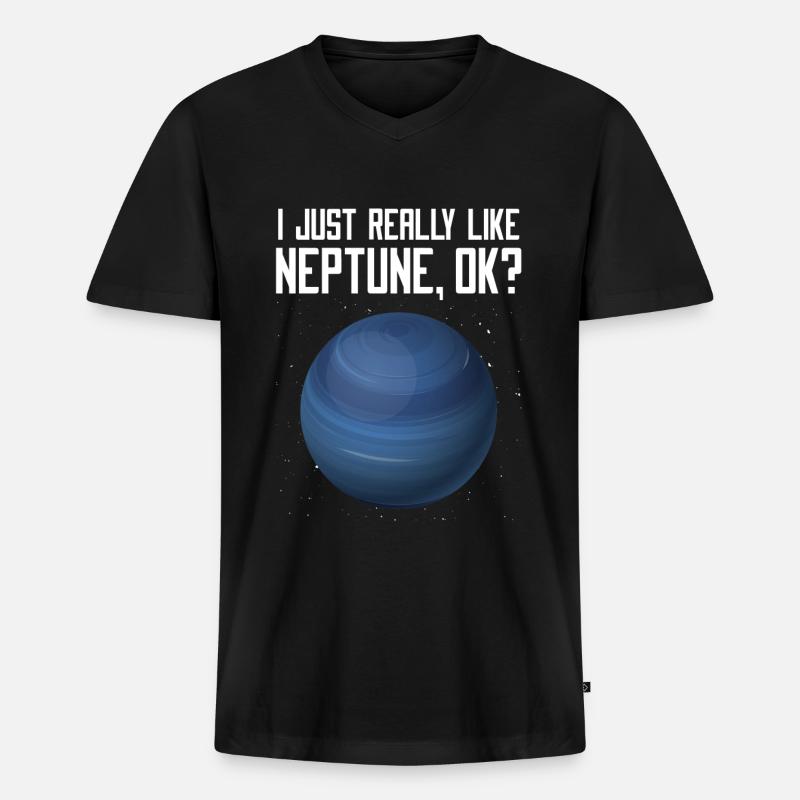 Neptun - Männer Premium Bio T-Shirt mit V-Ausschnitt - Schwarz