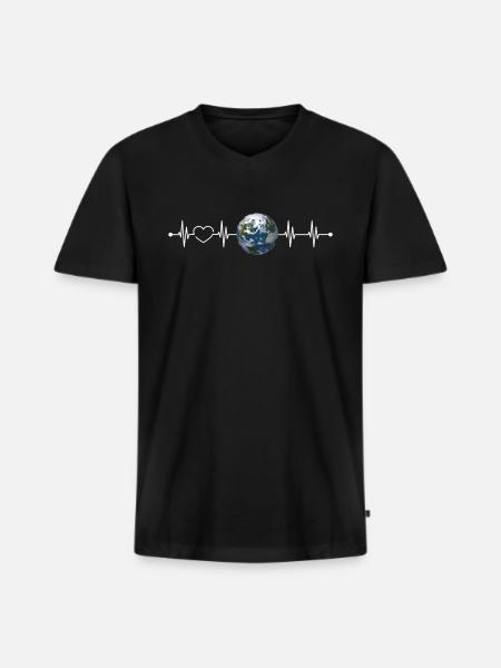 Earth - Men's Premium Organic T-shirt with V-neck - black