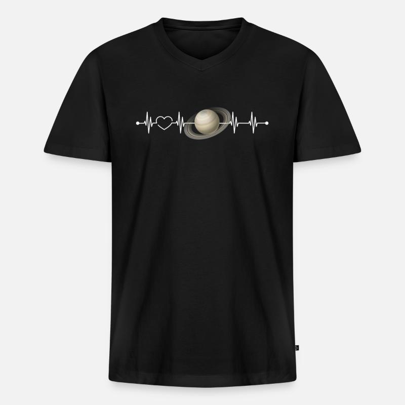 Saturn - Männer Premium Bio T-Shirt mit V-Ausschnitt - Schwarz