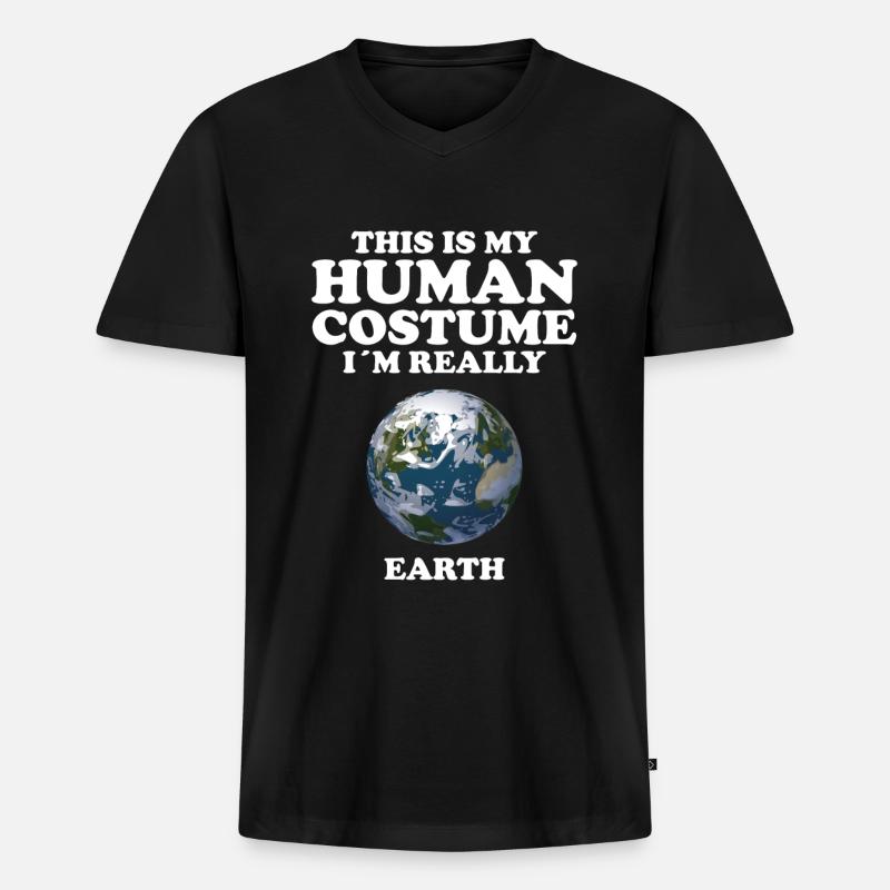 Erde - Männer Premium Bio T-Shirt mit V-Ausschnitt - Schwarz
