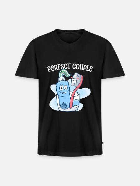 Pair Toothbrush Toothpaste Sweet - Men's Premium Organic T-shirt with V-neck - black