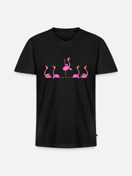 Flamingo Yoga - Männer Premium Bio T-Shirt mit V-Ausschnitt - Schwarz