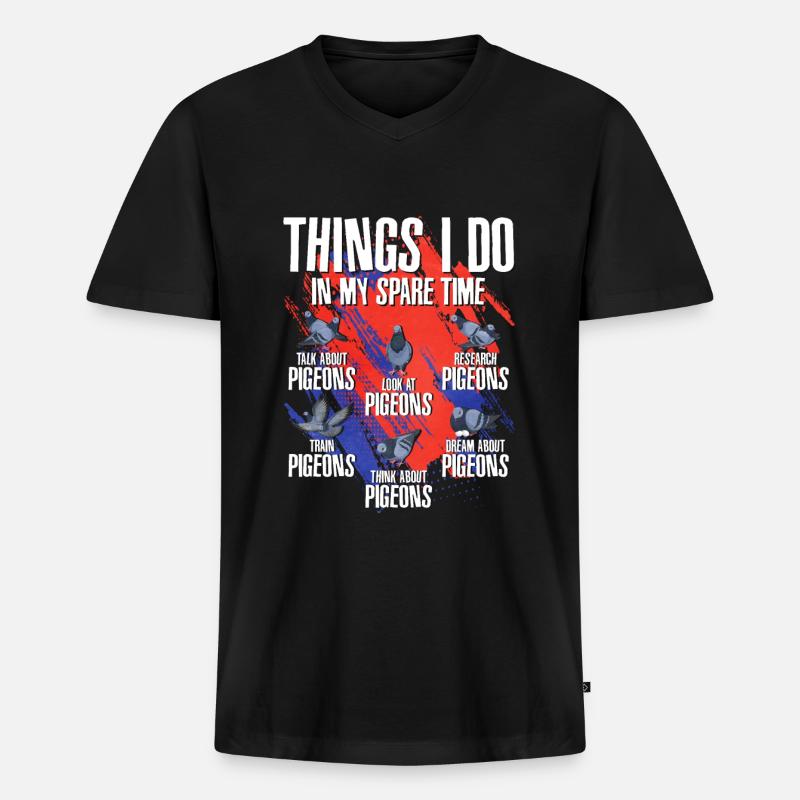 Taube - Männer Premium Bio T-Shirt mit V-Ausschnitt - Schwarz