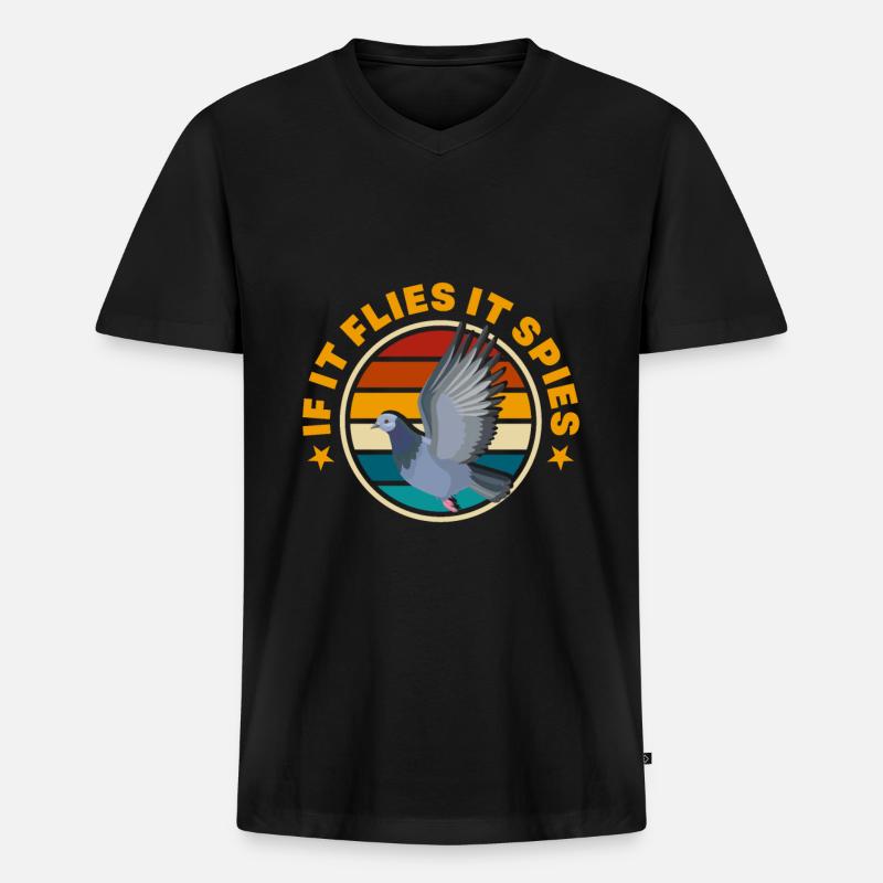 Taube - Männer Premium Bio T-Shirt mit V-Ausschnitt - Schwarz