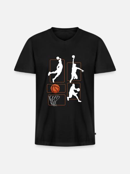 Basketball - Men's Premium Organic T-shirt with V-neck - black