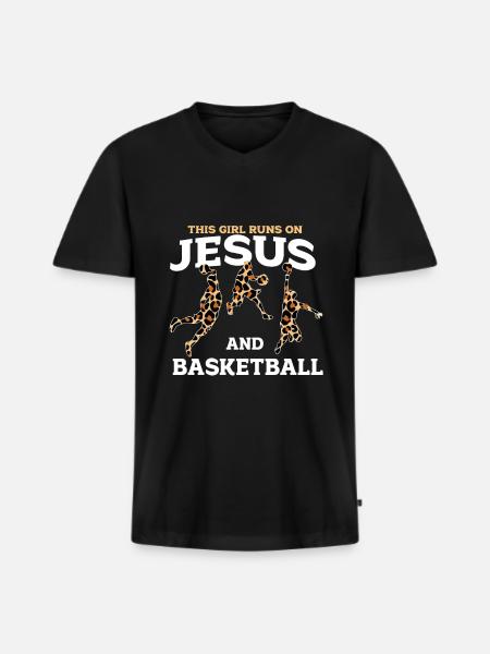 Basket-ball - T-shirt encolure en V Premium bio Homme - noir