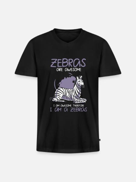 Zebra - Men's Premium Organic T-shirt with V-neck - black