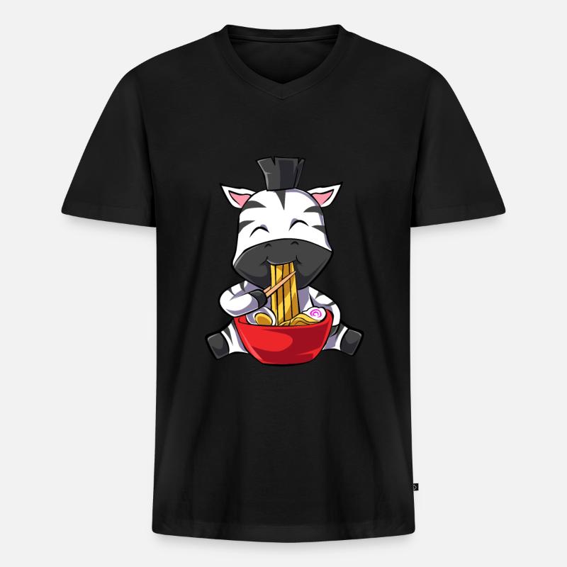 Zebra - Männer Premium Bio T-Shirt mit V-Ausschnitt - Schwarz
