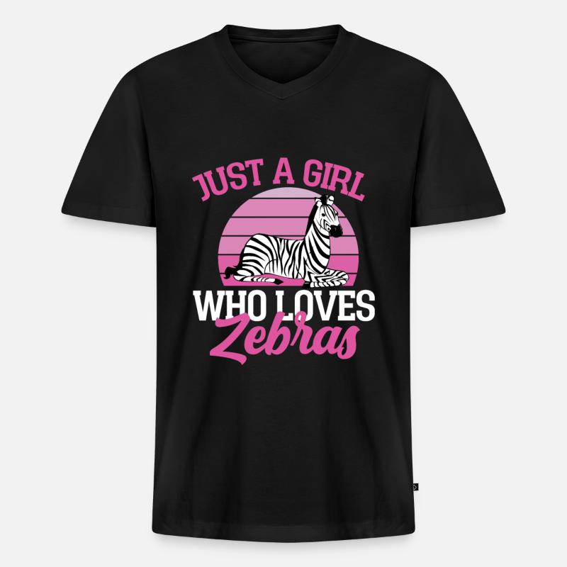 Zebra - Männer Premium Bio T-Shirt mit V-Ausschnitt - Schwarz