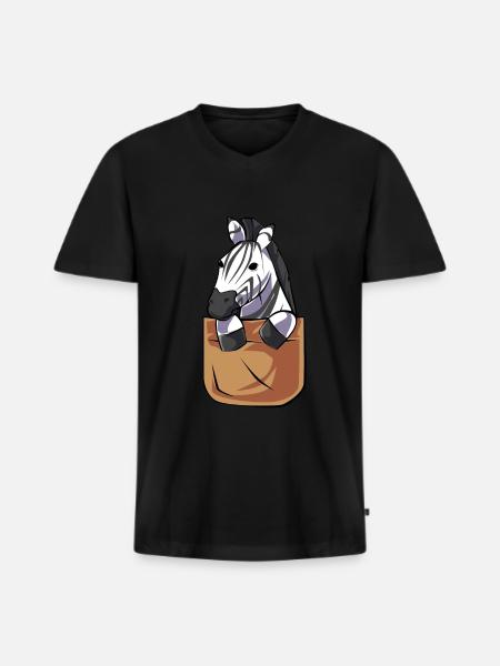 Zebra - Men's Premium Organic T-shirt with V-neck - black