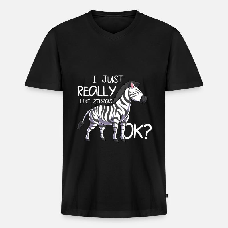 Zebra - Männer Premium Bio T-Shirt mit V-Ausschnitt - Schwarz