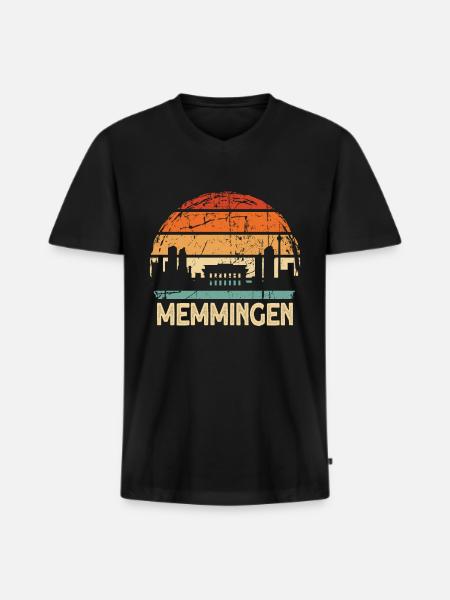Memmingen - Männer Premium Bio T-Shirt mit V-Ausschnitt - Schwarz