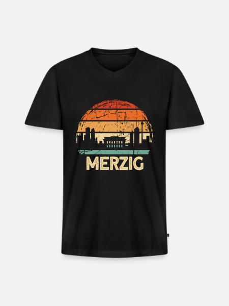 Merzig - Männer Premium Bio T-Shirt mit V-Ausschnitt - Schwarz