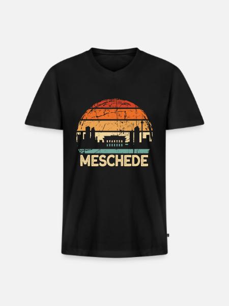 Meschede - Männer Premium Bio T-Shirt mit V-Ausschnitt - Schwarz