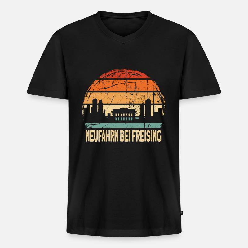 Neufahrn bei Freising - Männer Premium Bio T-Shirt mit V-Ausschnitt - Schwarz