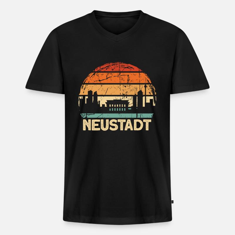 Neustadt - Männer Premium Bio T-Shirt mit V-Ausschnitt - Schwarz