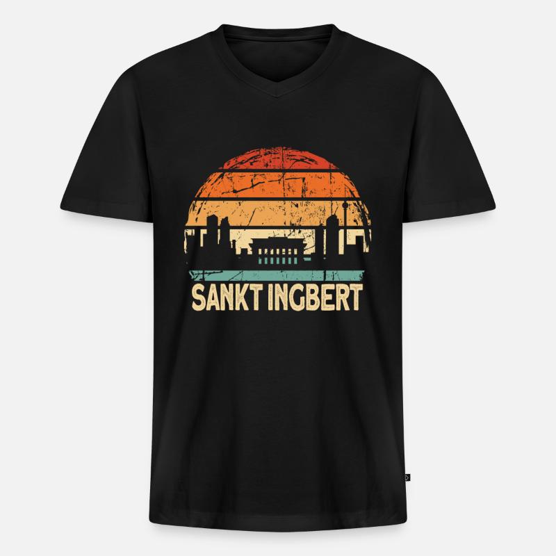 Sankt Ingbert - Männer Premium Bio T-Shirt mit V-Ausschnitt - Schwarz