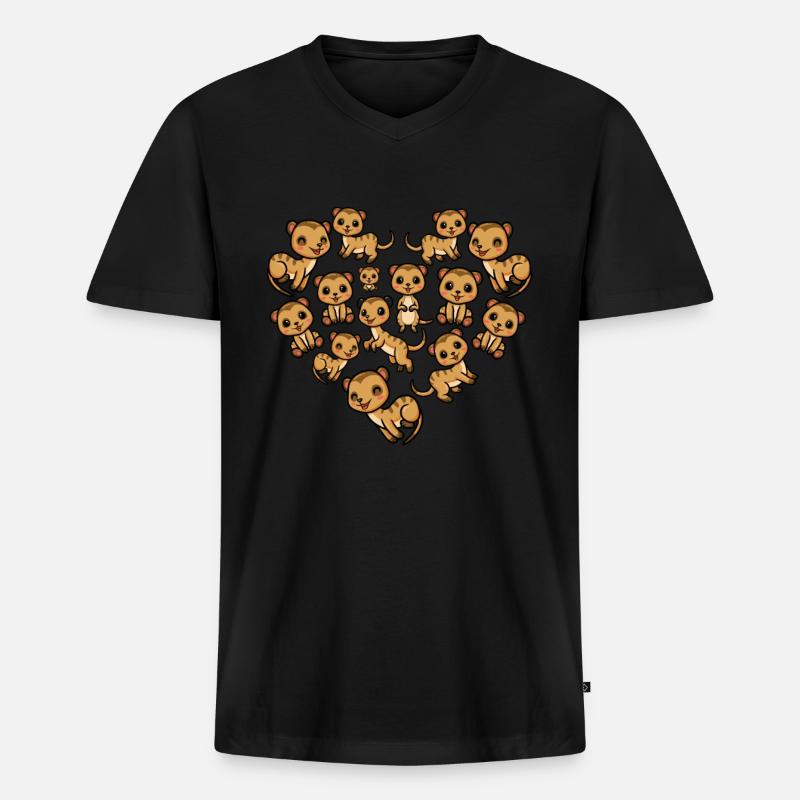 Mungusten Mungos Erdmännchen - Männer Premium Bio T-Shirt mit V-Ausschnitt - Schwarz