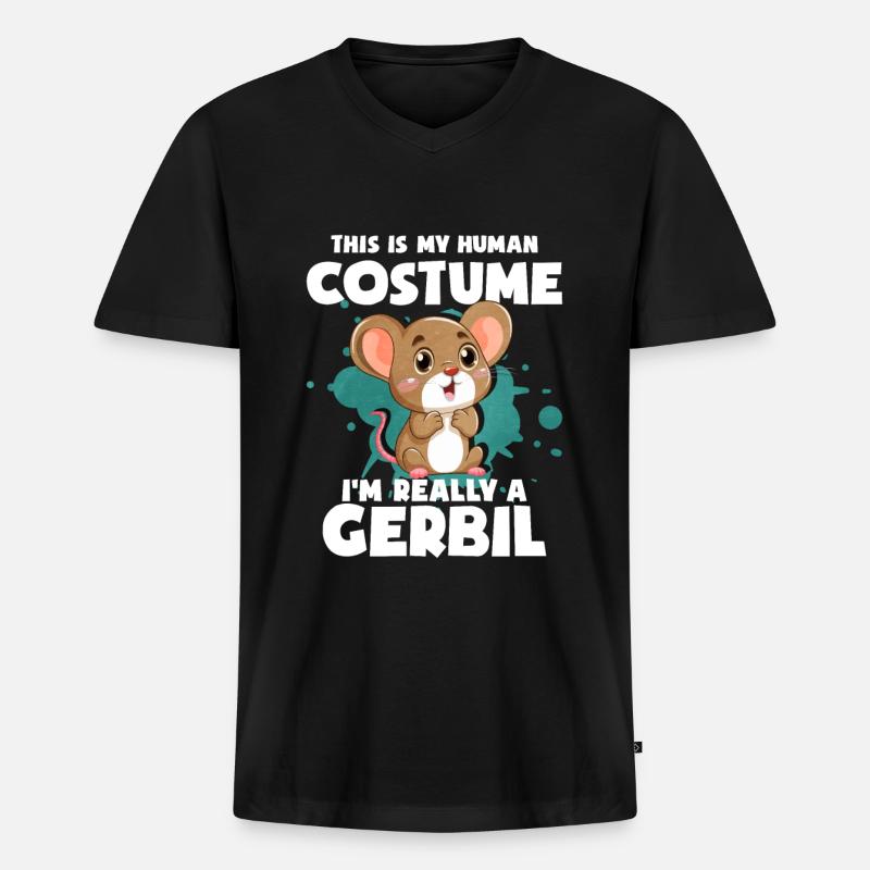 Rennmaus Maus Geschenk - Männer Premium Bio T-Shirt mit V-Ausschnitt - Schwarz