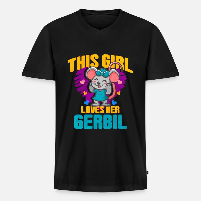 Rennmaus Maus Geschenk - Männer Premium Bio T-Shirt mit V-Ausschnitt - Schwarz
