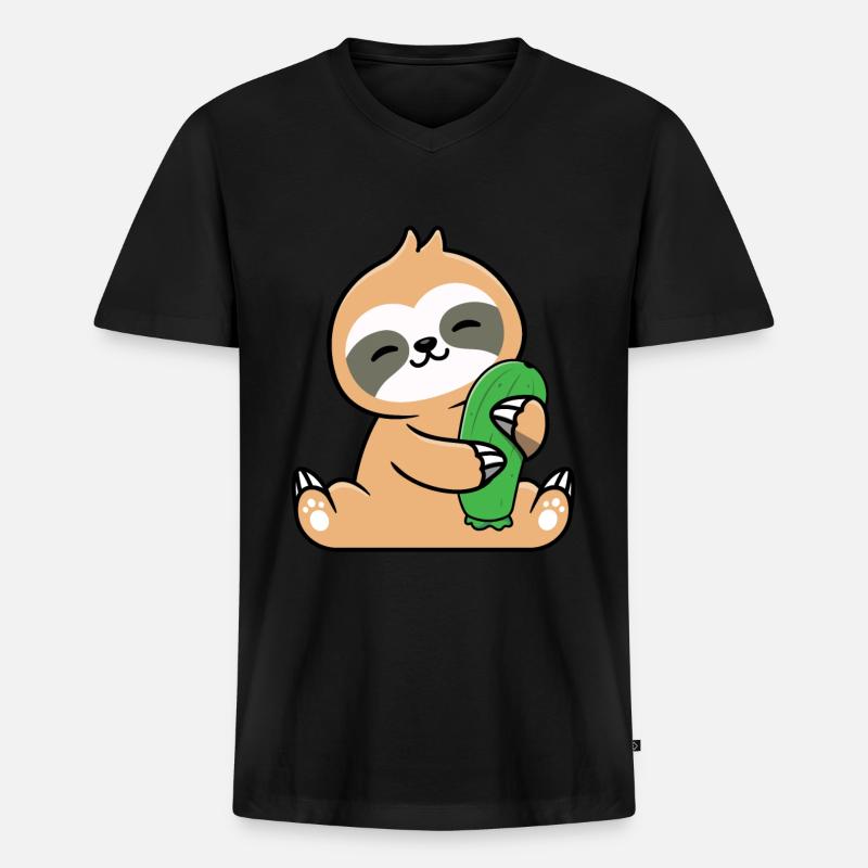 Zucchini - Männer Premium Bio T-Shirt mit V-Ausschnitt - Schwarz