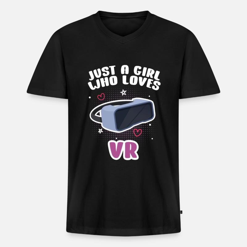 Virtual Reality VR Geschenk - Männer Premium Bio T-Shirt mit V-Ausschnitt - Schwarz