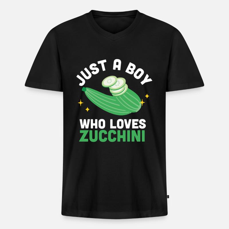 Zucchini - Männer Premium Bio T-Shirt mit V-Ausschnitt - Schwarz