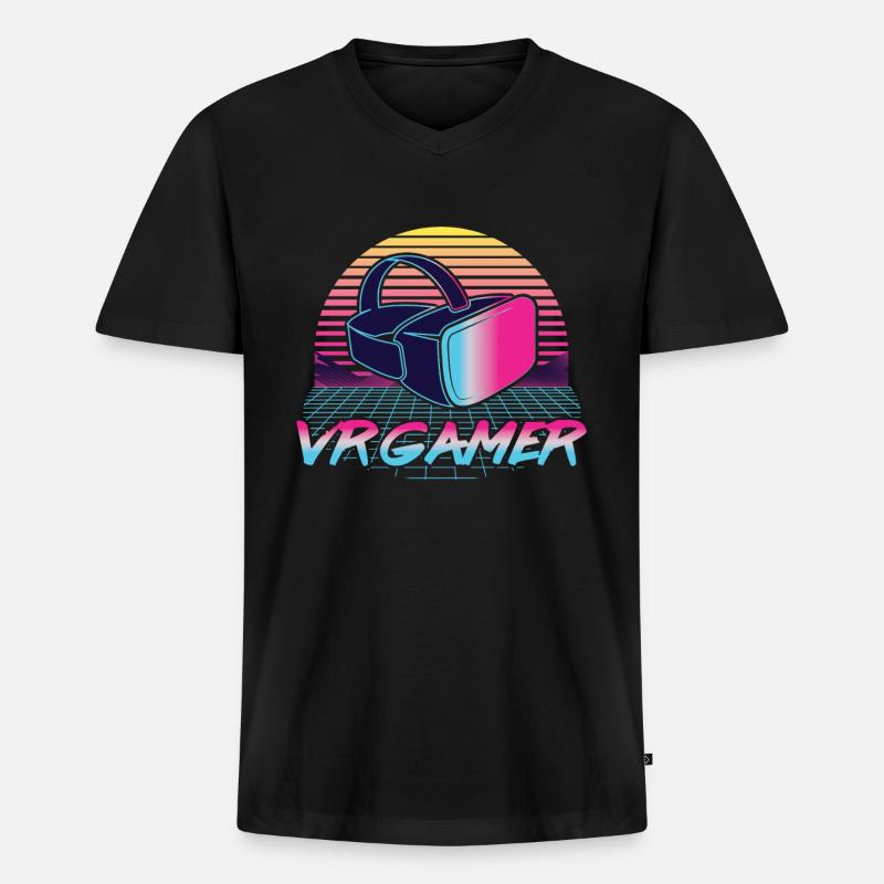 Virtual Reality VR Geschenk - Männer Premium Bio T-Shirt mit V-Ausschnitt - Schwarz