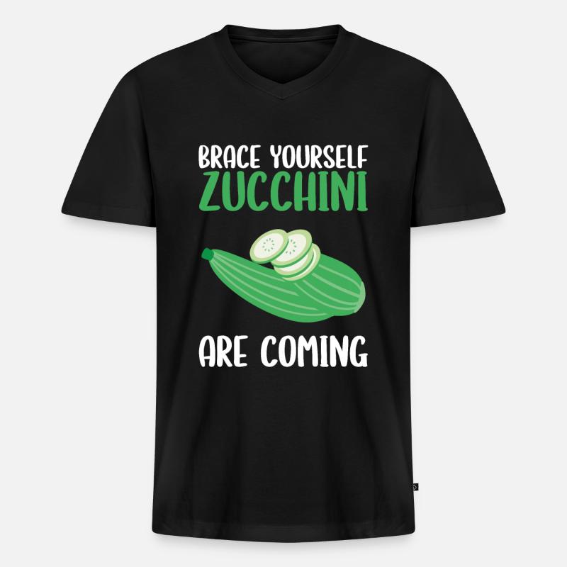 Zucchini - Männer Premium Bio T-Shirt mit V-Ausschnitt - Schwarz