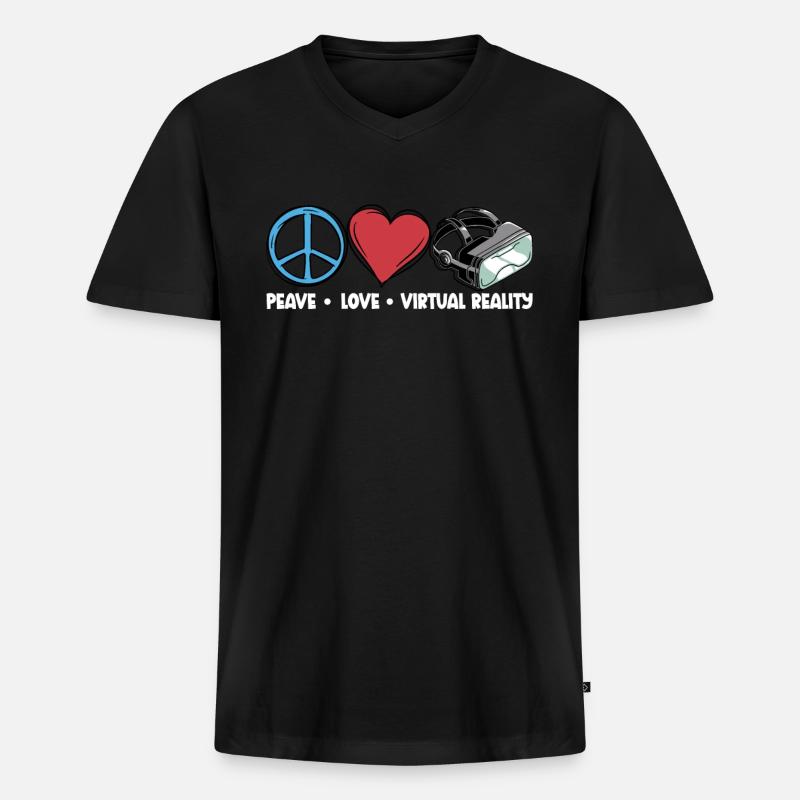 Virtual Reality VR Geschenk - Männer Premium Bio T-Shirt mit V-Ausschnitt - Schwarz