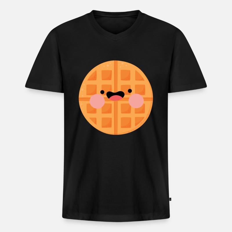 Waffeln - Männer Premium Bio T-Shirt mit V-Ausschnitt - Schwarz