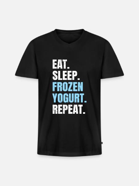 Eat Sleep Frozen Yogurt Repeat - Men's Premium Organic T-shirt with V-neck - black