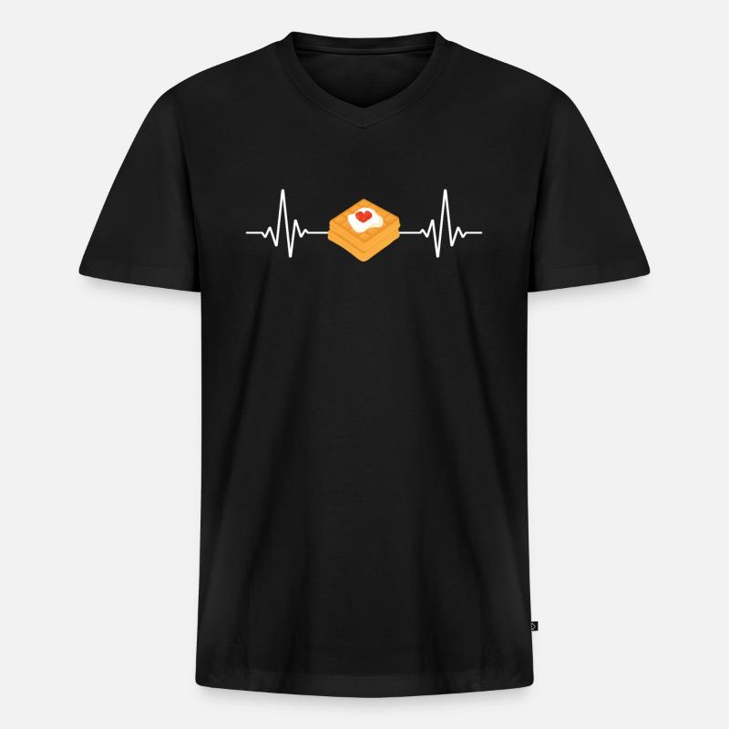 Waffel Herzklopfen - Männer Premium Bio T-Shirt mit V-Ausschnitt - Schwarz