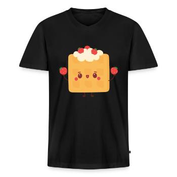 Cute waffle - Men's Premium Organic T-shirt with V-neck - black - Front - Nico (187cm)