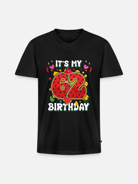 62e anniversaire Pastèque - T-shirt encolure en V Premium bio Homme - noir