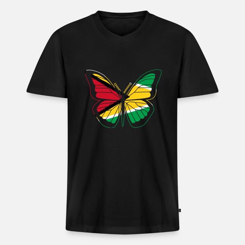 Guyana - Männer Premium Bio T-Shirt mit V-Ausschnitt - Schwarz