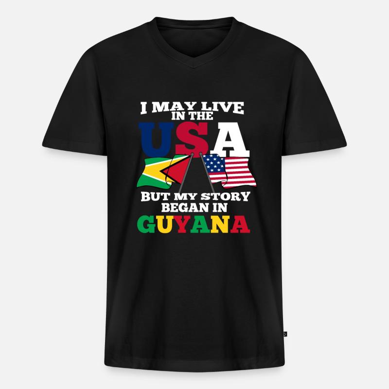 Guyana - Männer Premium Bio T-Shirt mit V-Ausschnitt - Schwarz
