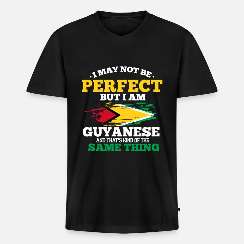 Guyana - Männer Premium Bio T-Shirt mit V-Ausschnitt - Schwarz
