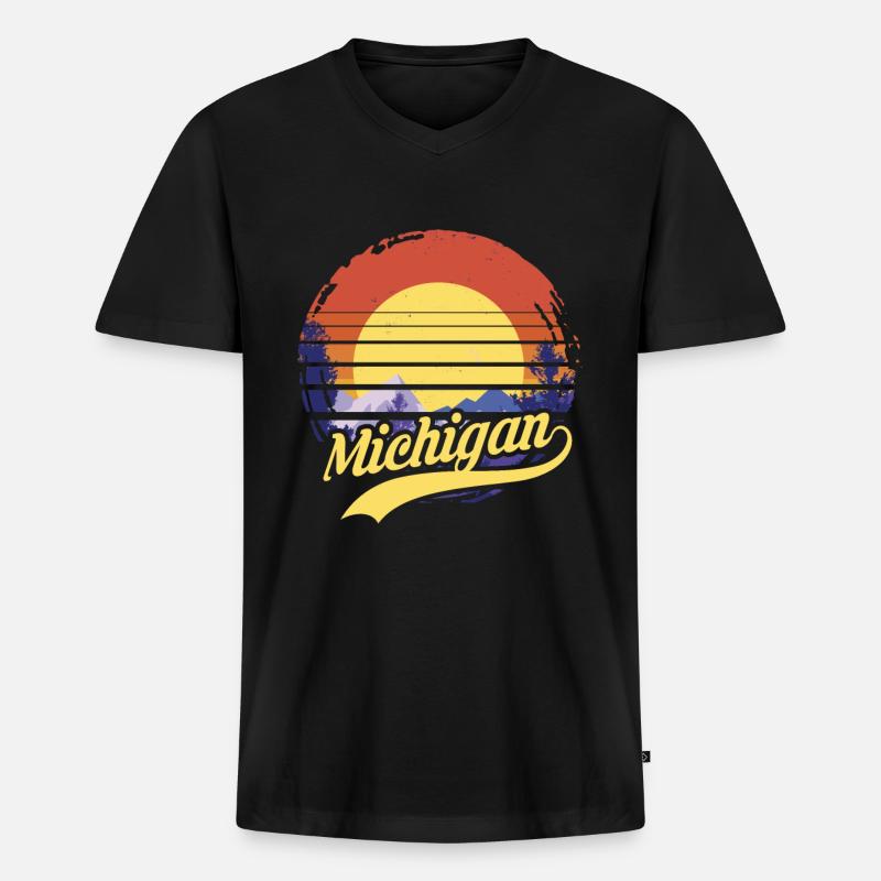michigan - Männer Premium Bio T-Shirt mit V-Ausschnitt - Schwarz