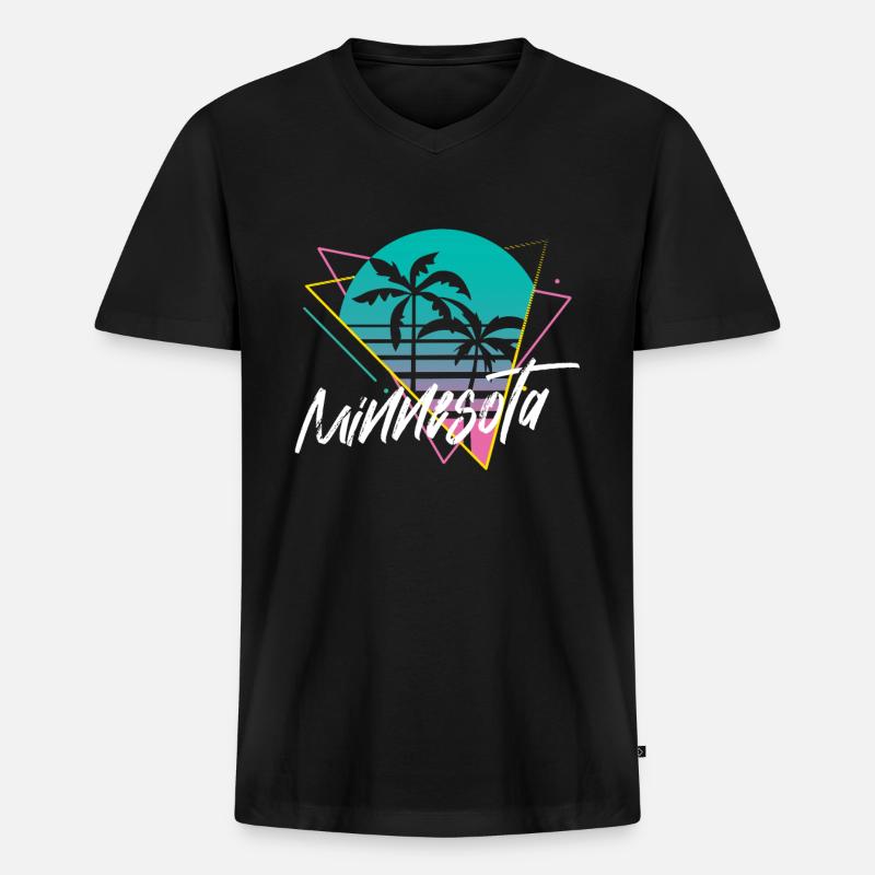 Minnesota - Männer Premium Bio T-Shirt mit V-Ausschnitt - Schwarz
