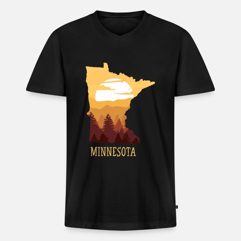 Minnesota - Männer Premium Bio T-Shirt mit V-Ausschnitt - Schwarz