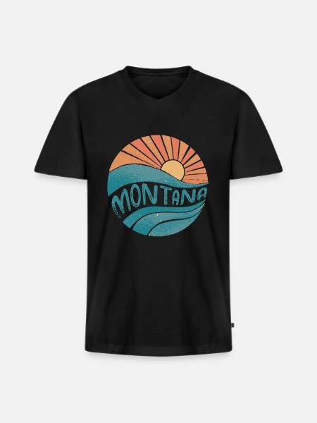 Montana - Männer Premium Bio T-Shirt mit V-Ausschnitt - Schwarz