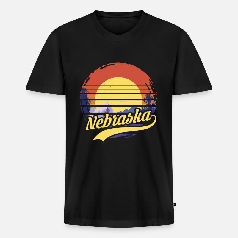 Nebraska - Männer Premium Bio T-Shirt mit V-Ausschnitt - Schwarz